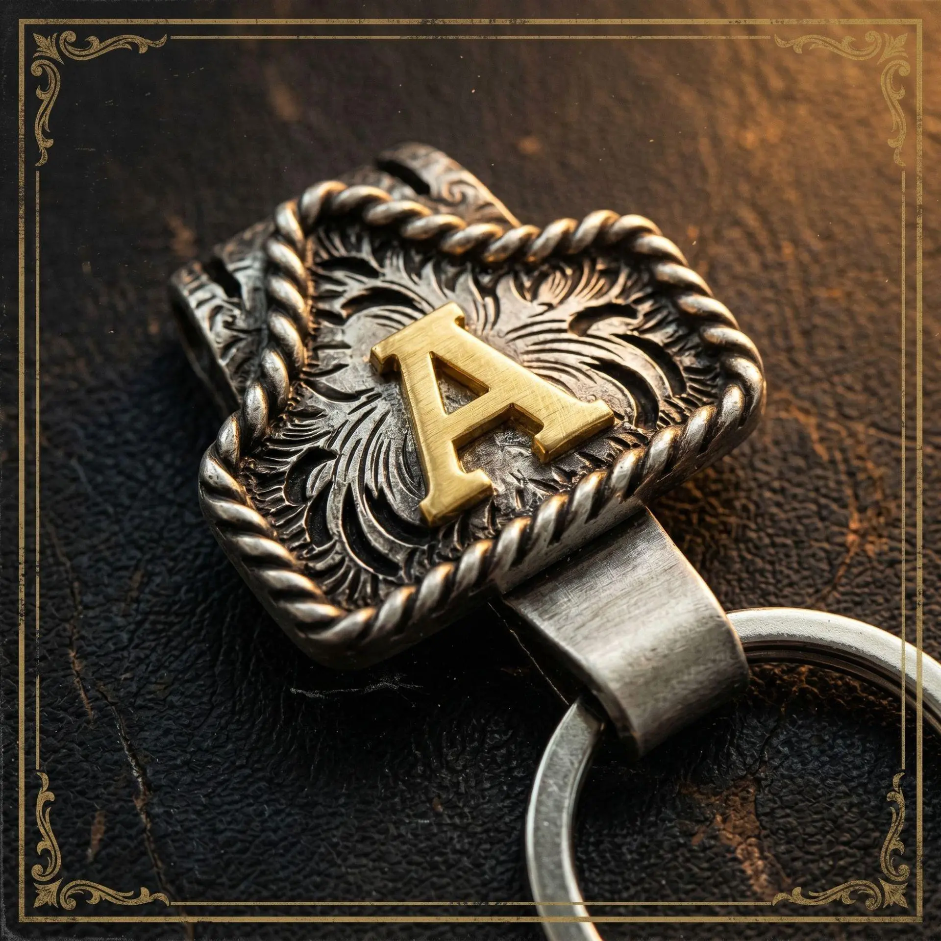 Vintage Western Cowboy Letter A-Z Keychain, Personalized Belt Key Holder for Pockets & Bags Pendant Accessories, Retro Initial Key Chain Clip Accessories