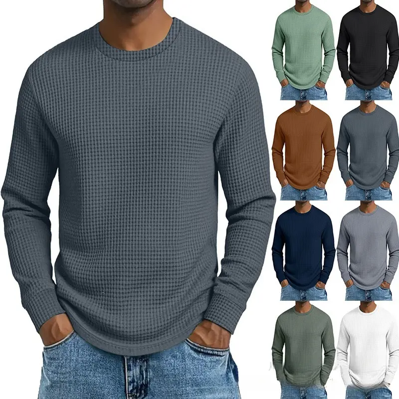 Men's Slim-Fit Long-Sleeve Crew-Neck Casual Top / Base Layer – New Autumn Style (American "Insta" Aesthetic)