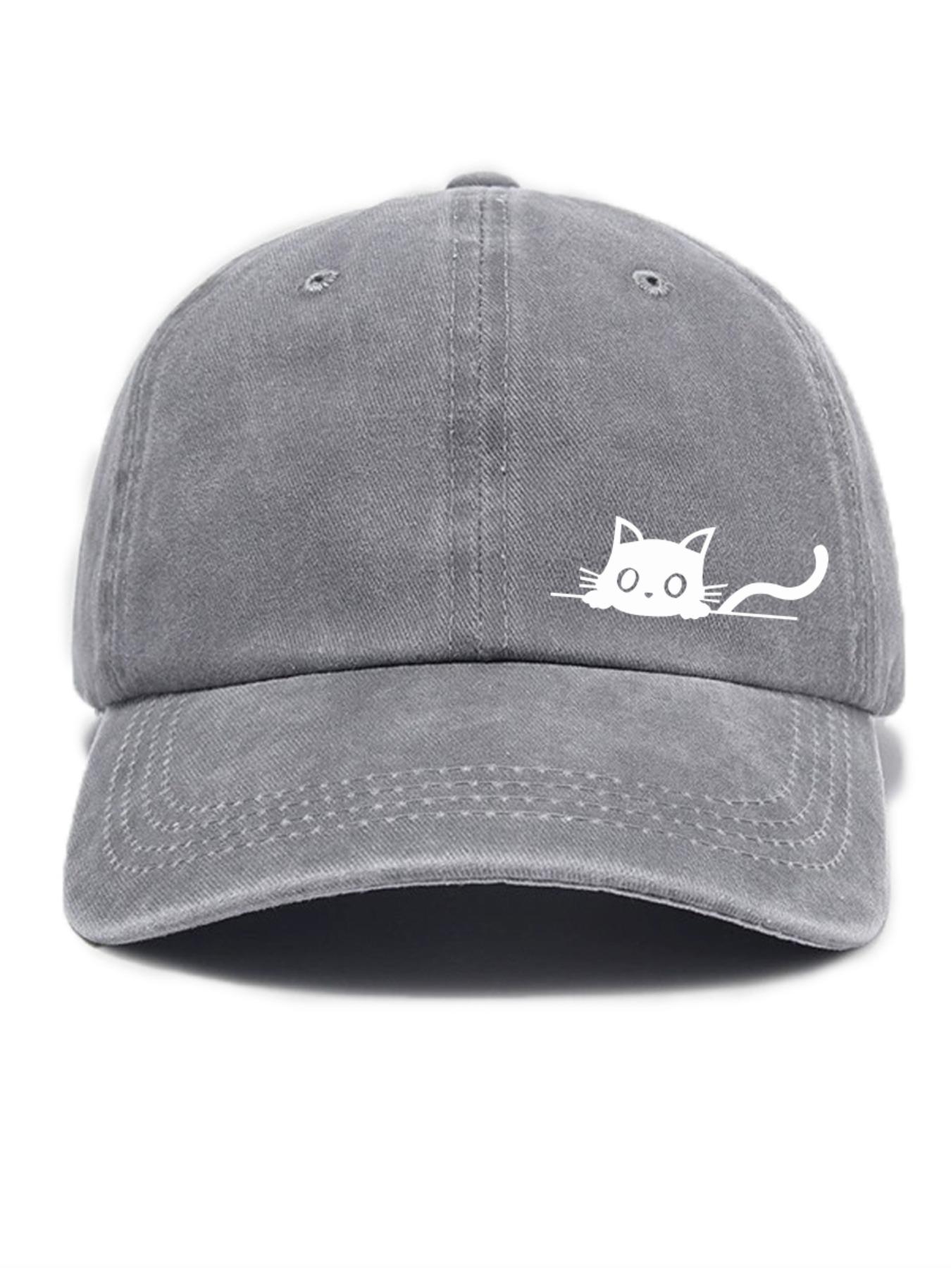 Cute Cartoon Cat Embroidery Baseball Cap, Embroidered Cap, Casual Outdoor Sports Hat for Men & Women, Fashion Accessories for Daily Wear