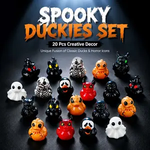 [20Pcs] Mini Devil Ghost Skull Spooky Resin Ducks - Cute Ghost, Skull & Pumpkin Tiny Duck Figurines - Halloween Christmas Desk Decor & Miniature Gothic Ornaments to Hide,Party Gift, DIY Phone Case Decorations