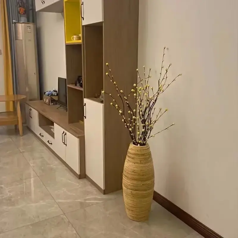 Handmade Natural Rattan Floor Vase, Flower Vase, 30-40 Cm, Living Room Decor, Window Display, Indoor Decoration, Floral Arrangement Container, Home Ornament, Decorative Vases For Home Decor