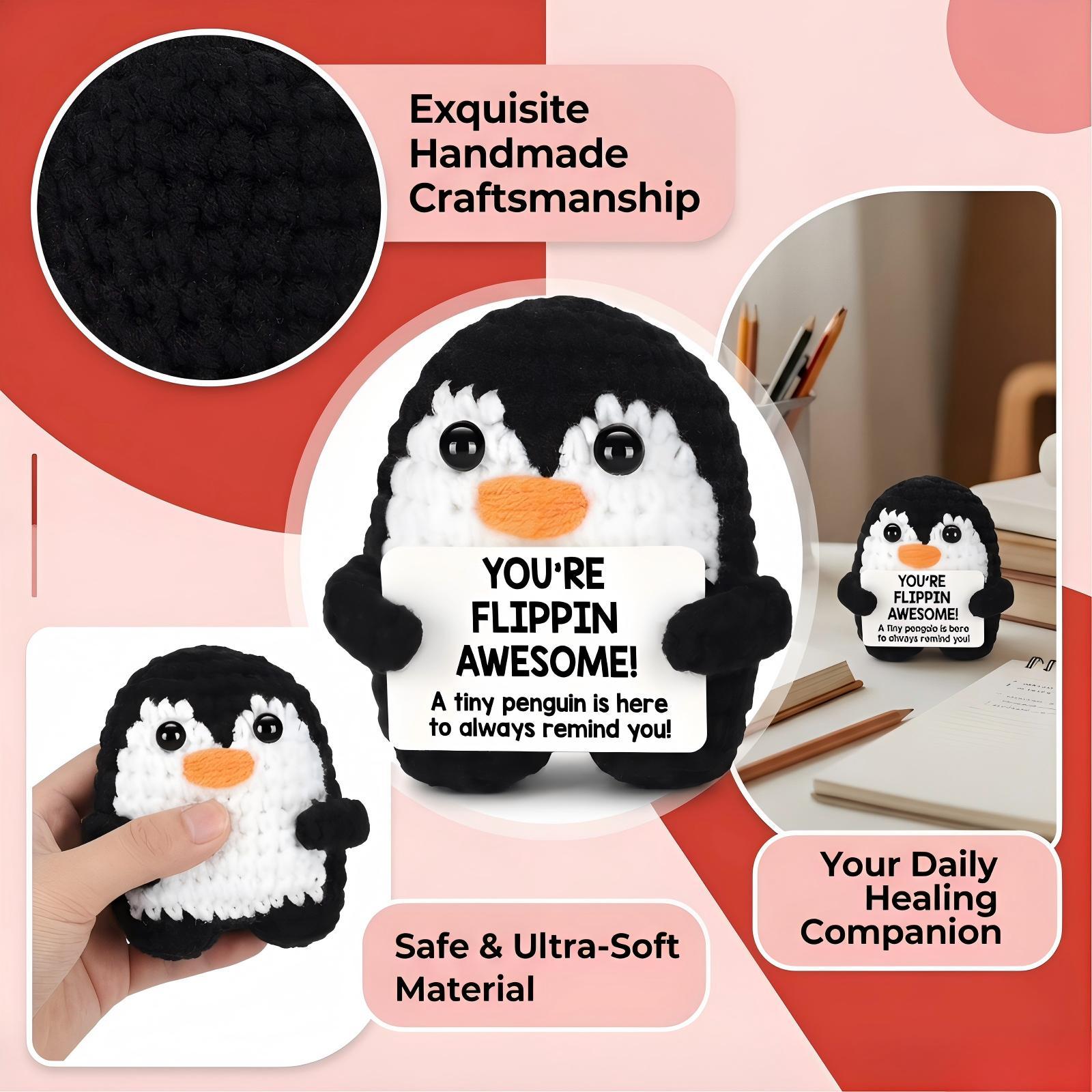 Kawaii Handmade Knit Penguin Stuffed Animal, Soft Plush Stress Relief Toy for Relaxing Mood, Tiny Cute Bag Pendant Keychain Backpack Decor, Perfect Gift for Christmas Birthday Mother’s Day Father’s Day Graduation, Lovely Home Office Nursery Party Decorati