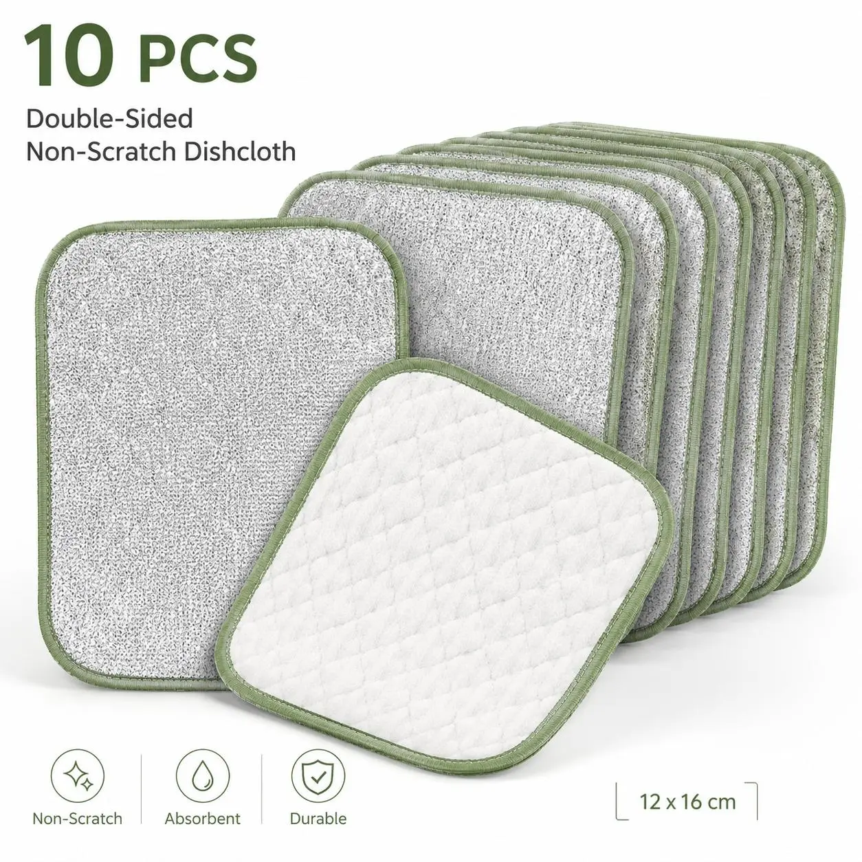 10-Pack Reusable Wire Dishcloths, Multipurpose Non-Scratch Scrubber Cleaning Cloths for Dishes, Pots, Pans, Kitchen Sinks, Stovetops, Glass & Camping, Wet/Dry Double-Sided, Assorted Colors