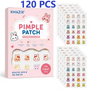 120 Pcs, Cute Rabbit Pimple Patch, Hydrocolloid Blemish Cover Stickers, Waterproof Skin Care Spot Pads for Day & Night