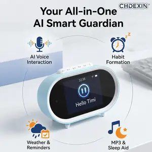 CHDEXIN All-in-One AI Smart Home Guardian with Touchscreen| Smart Voice Reminder Clock with Medication & Task Alerts| Portable Desktop MP3 Speaker