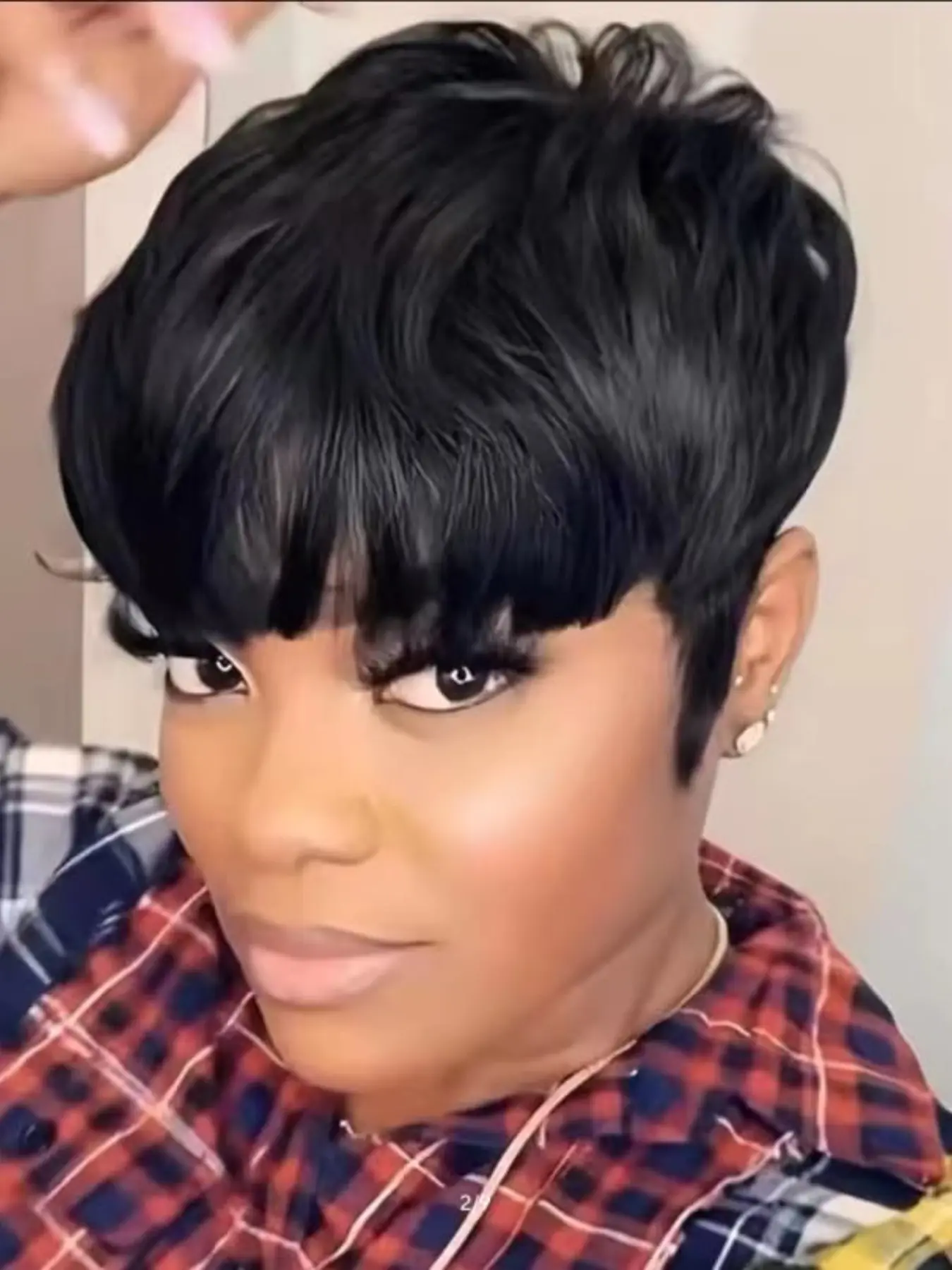 Pixie Wigs for Black Wig Natural Black Short Wigs for Black Glueless No Glue Wig Short Black Layered Pixie Cut Wig with Bangs Straight Pixie Wig Black Woman Wigs