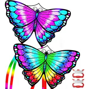 2 Pack Patriotic Eagle & Dragon & Butterfly Kite for Kids and Adults, Easy to Fly Huge Kites for Kids Ages 4-8 8-12 with 328FT String for Beach Park Easter Gift Outdoor Games and Activities
