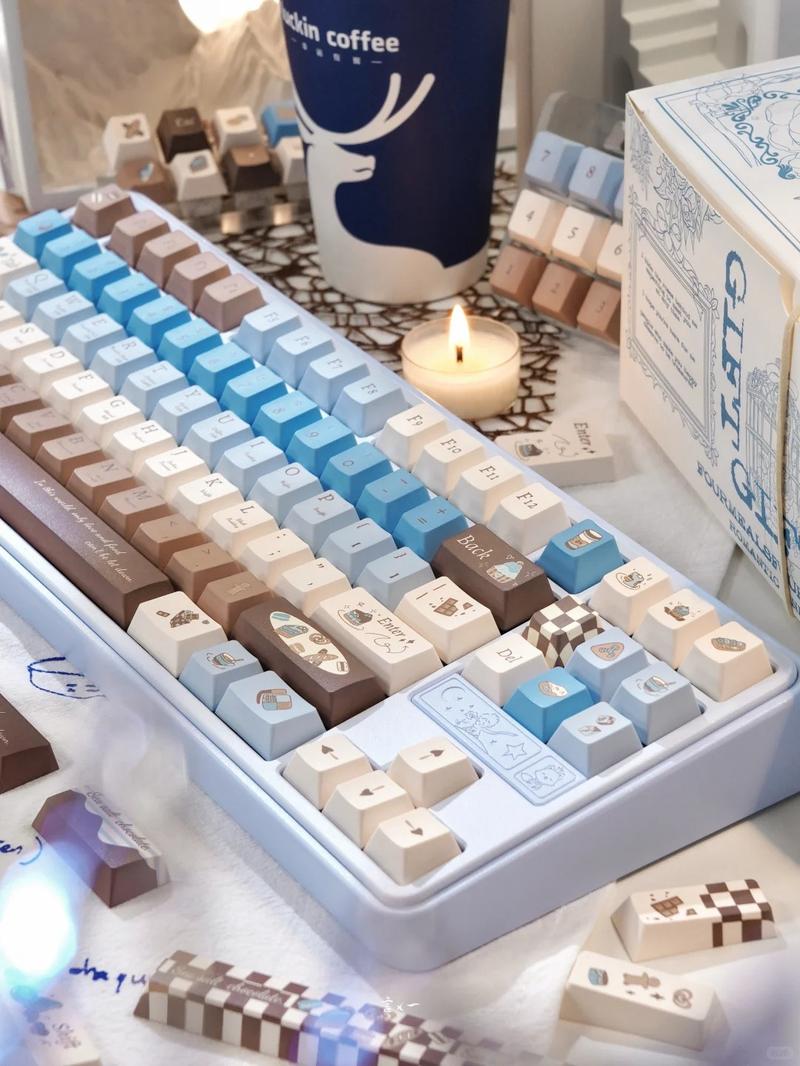 130 Keys PBT Keycaps Sea Salt Chocolate Theme Cute Keycaps Cherry Profile Dye Sublimation Custom Key Caps Set for Cherry Gateron MX Switches Mechanical Keyboards