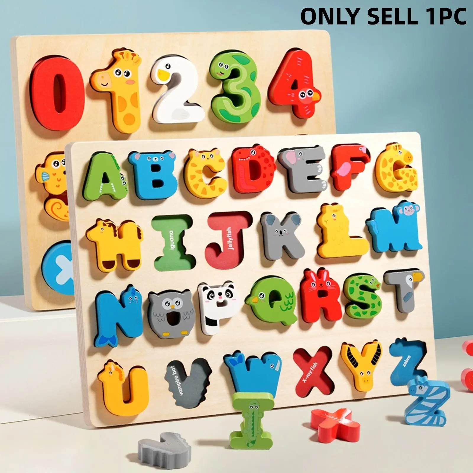 Thick Large Wooden Number Letter Recognition Board, Alphabet Number Matching Puzzle, Early Learning Toy, Logic Boosting, Easy Operation, Christmas Gift