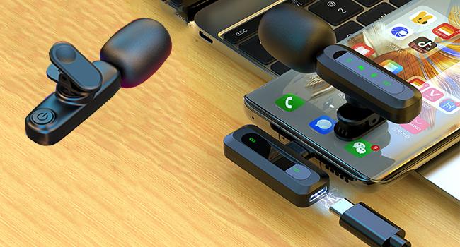 Wireless Lavalier Microphone for iPhone Android Plug-Play,2 Pack Mini Microphone Professional Noise Reduction Recording Clip Mic for Creator Interview YouTube Interview Vlog Creator