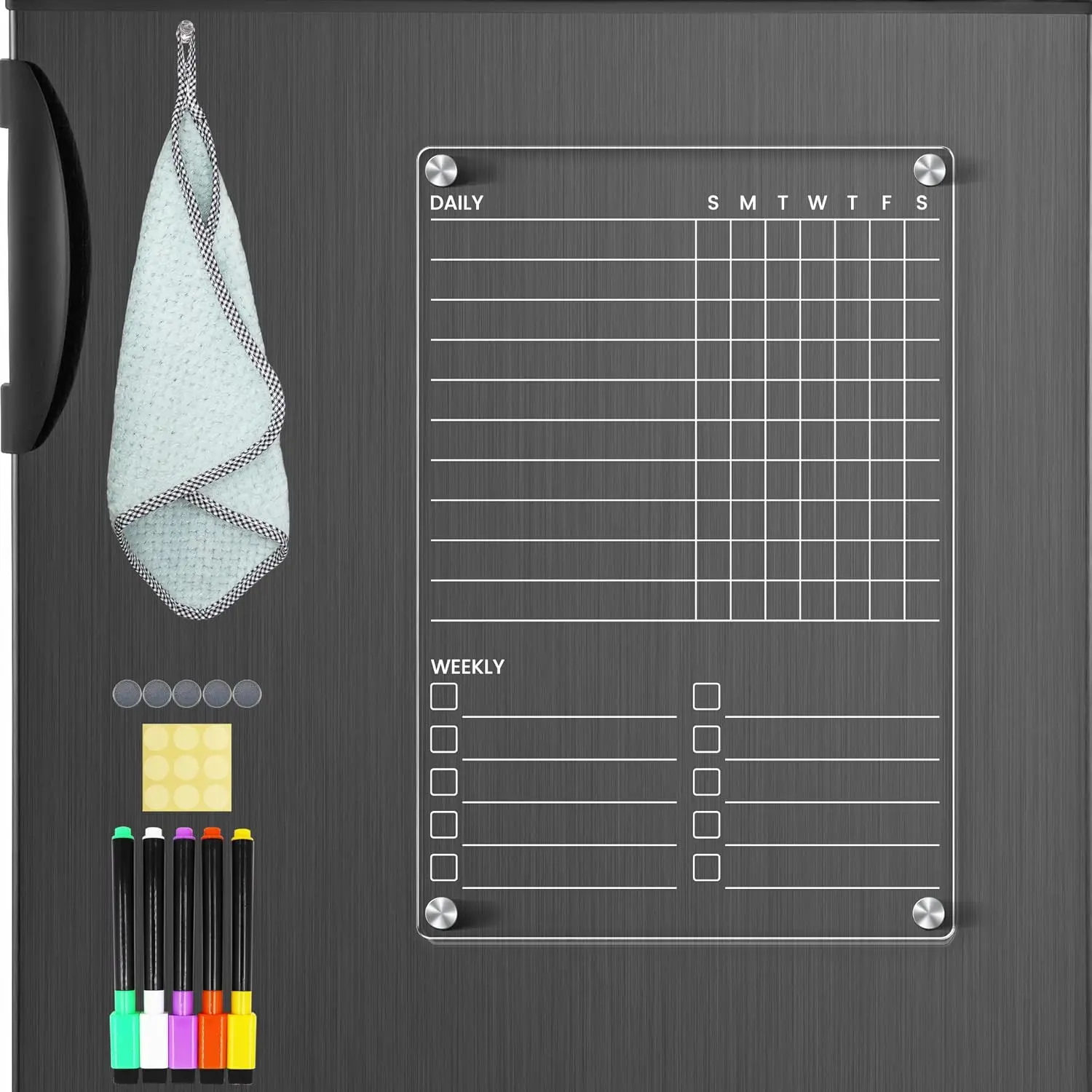Chore Chart for  Teens Adult Family, Clear Dry Erase  Chore Chart for Fridge, Responsibility  Chore Board for Refrigerator 12"x8" Daily/Weekly  White Board