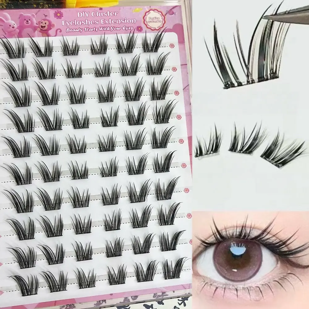 Directly Applied False Eyelashes, 60pcs Dense Fine Long False Lashes, Natural Eye Enlargement, Self-Adhesive, C Curl, 10-12mm, Eyelash Extension