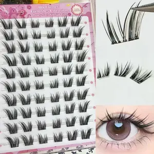 Directly Applied False Eyelashes, 60pcs Dense Fine Long False Lashes, Natural Eye Enlargement, Self-Adhesive, C Curl, 10-12mm