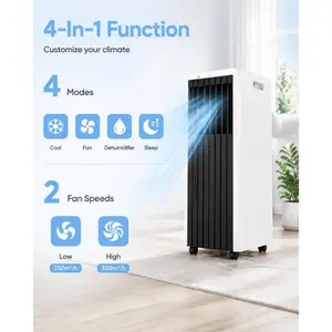 Garvee Quiet & Energy Efficient 8000 BTU Portable Air Conditioner – 4-in-1 AC with Dehumidifier & Fan – Remote, 24H Timer, Window Kit – Cools Up to 350 Sq.Ft