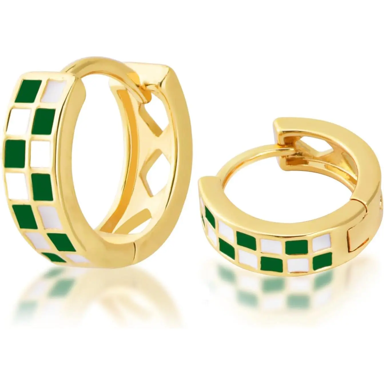 Small Checkered Hoop Earrings, Multicolor Enamel Hoops Earrings for Women,  Round Circle Huggie  Earrings  Jewellery  for Women