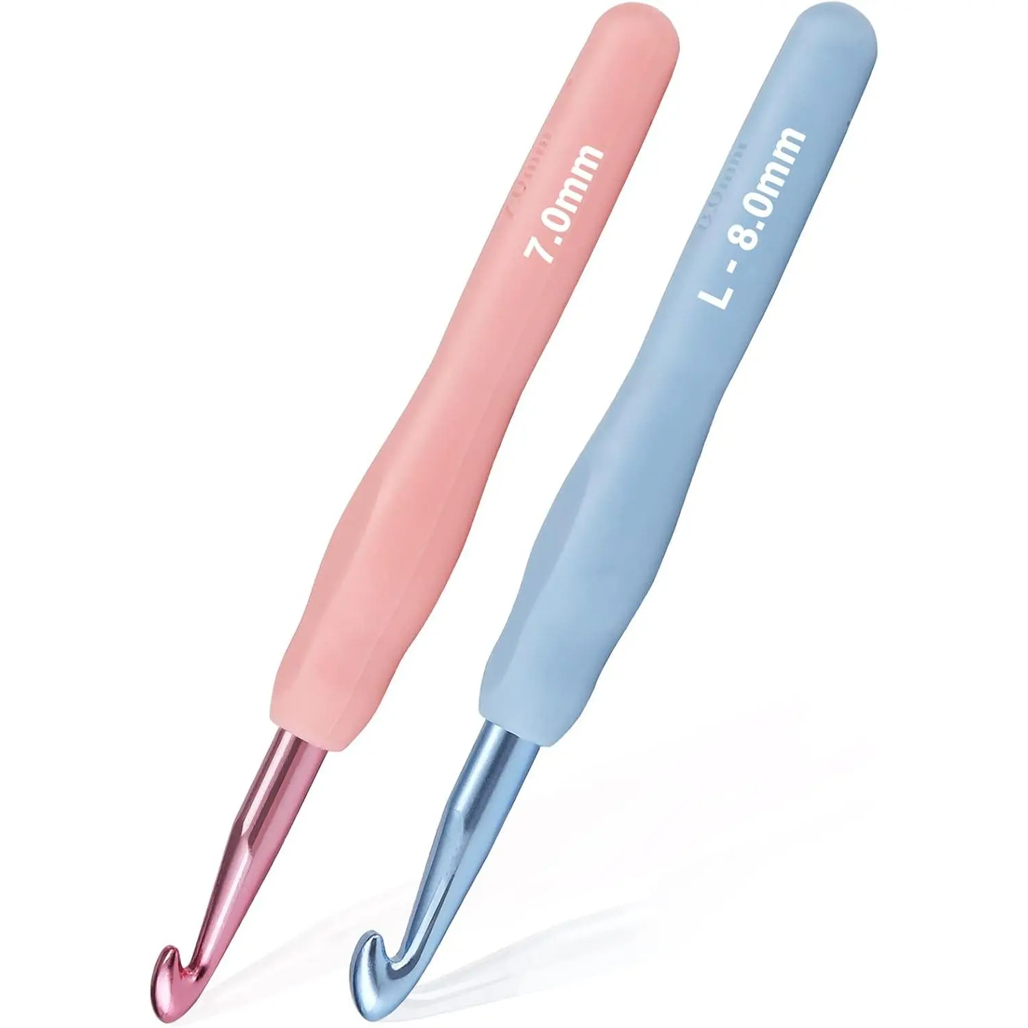 2Pack Size 7.0mm, L / 8.0mm Crochet Hooks, Super Smooth &  for Beginner and  (7.0mm, 8.0mm)
