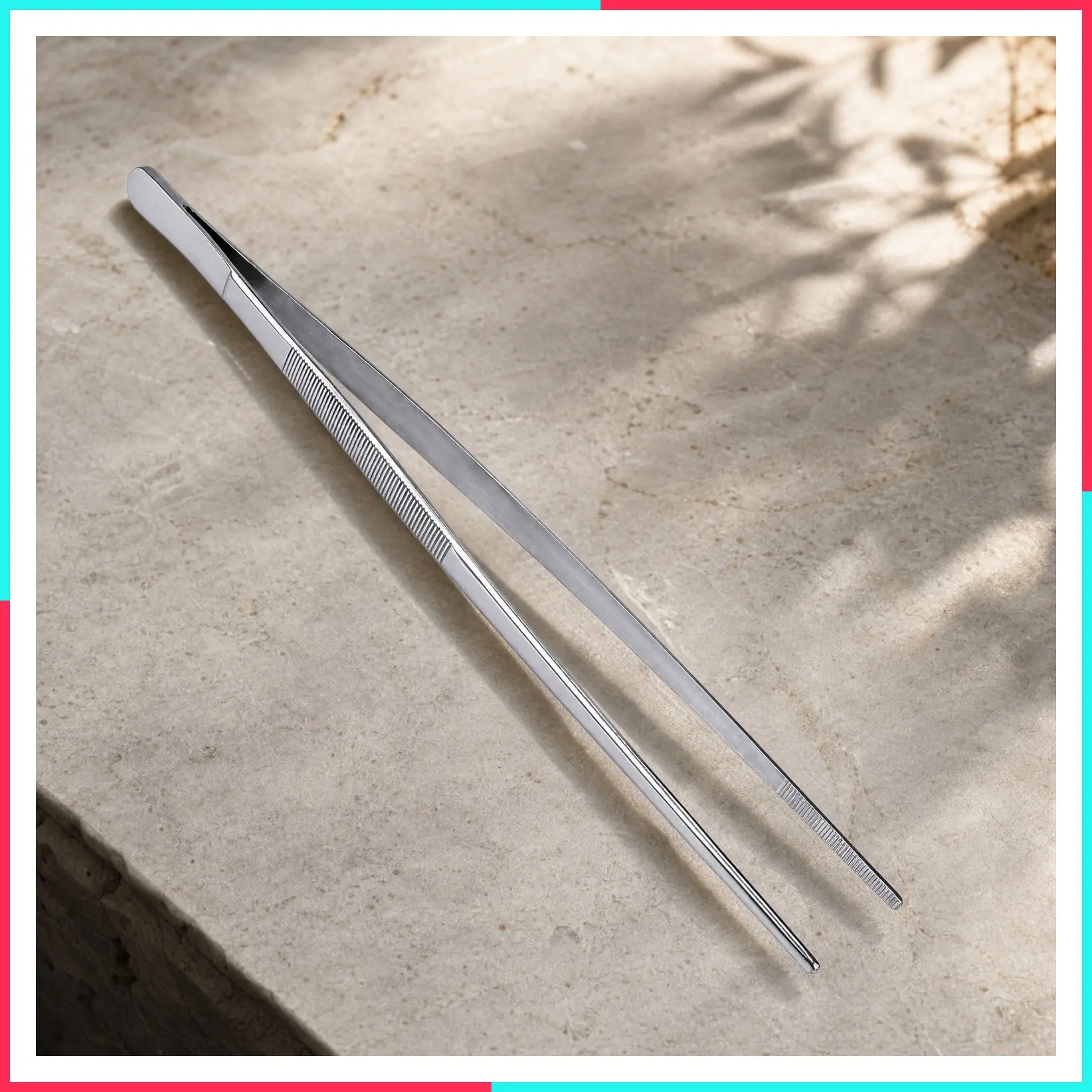 12 Inch Kitchen Tweezers Fine Tweezer Tongs, Stainless Steel Food Tweezers Multi-function Precision Serrated Tips Cooking Tongs Kitchen Serving Tong