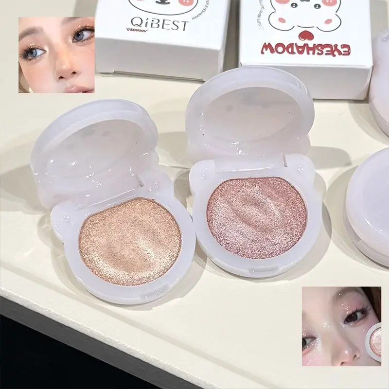 Bear Shaped Diamond Glitter Glow Pot Eyeshadow, Sparkly Shimmer Eyeshadow, Soft Cream-to-Powder Shimmer Topper, Bright Sparkle for Inner Corner, Aegyo-Sal & Everyday Eye Makeup