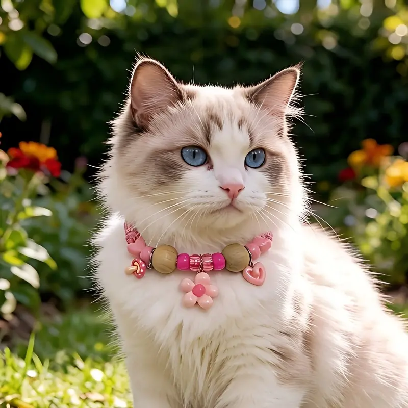 Dopamine collar suitable for both cats and dogs, adjustable macaron-colored flea and tick repellent collar, cute floral beaded repellent collar for kittens and puppies, ideal for daily wear Flea Collars