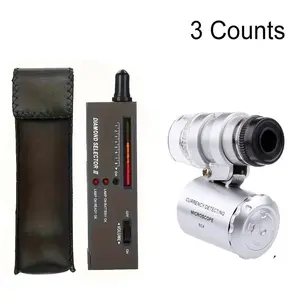 High Precision Jewelry Diamond Tester, Jewelry Tester with 60X Mini LED Magnifier, Professional Diamond Measuring Instrument for Diy Beading and Jewelry Tool