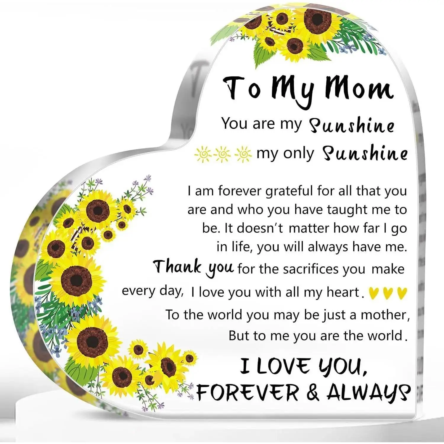 Mothers Day Mom Gifts for Wife from Daughter Son Husband,  Delicate Heart Plaque Decorations, Personalized First Mothers Day Birthday Christmas Valentines Day Mom Stepmom Grandma Gifts
