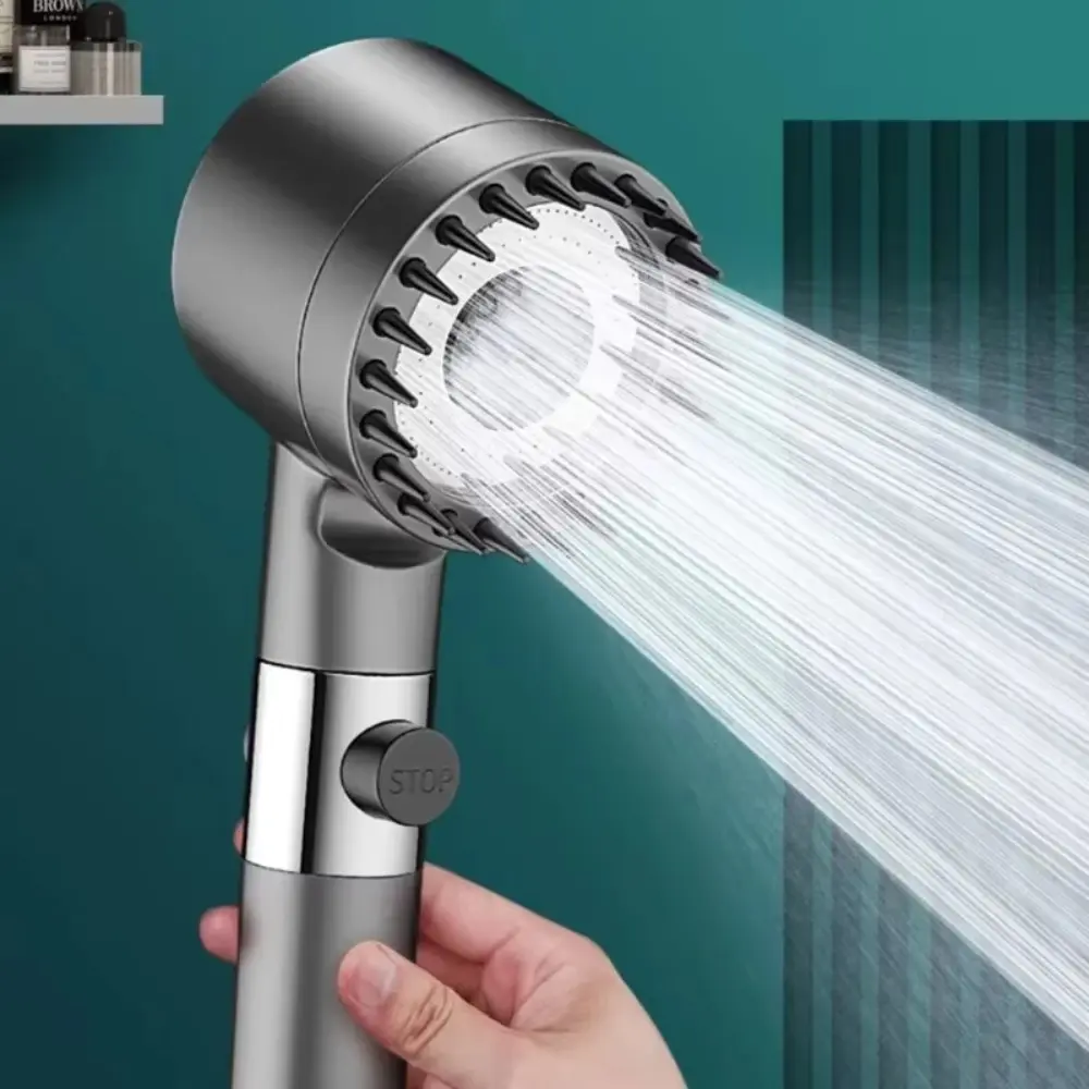 Filtered Handheld Shower Head with 3 Spray Modes, High-Pressure Water-Saving Rainfall Sprayer with Massage Brush for a Relaxing Spa, Soft Massage Brush, Daily Bath, Indoor Bath, Handheld Showerhead