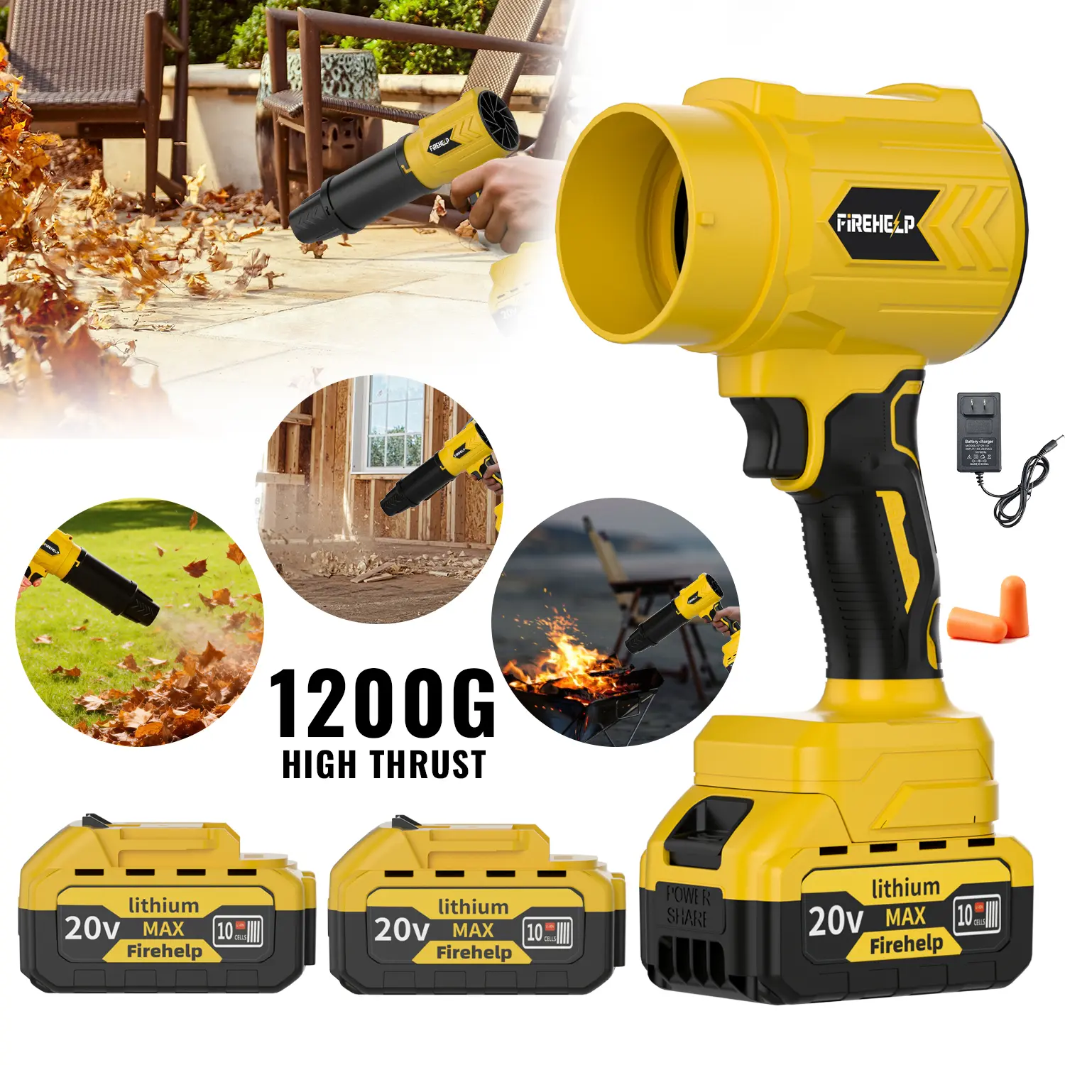 DateSea 1200G [MothersDayGift] Turbo JetBlower,Leaf Blower, Violent Turbo Fan, Pure CopperMotor,Car Drying After Wash, Handheld SnowBlower,Cordless Turbo Power Air Duster, HomeImprove,Garden Mainte Holiday gifts Compressed