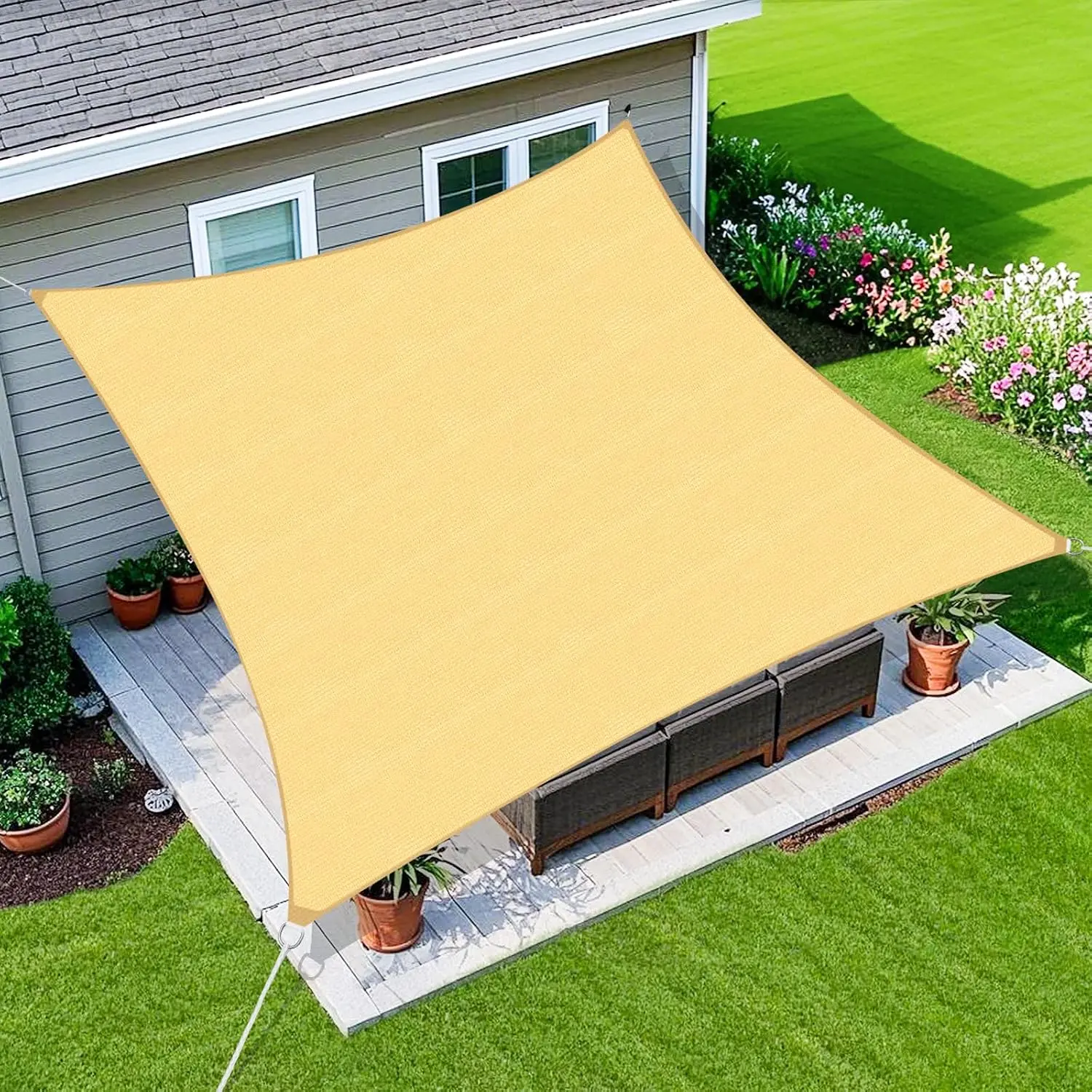 Sun Shade Sail 16'X20' Curved Edge Outdoor Shade Canopy Sand Breathable 95% UV Block Shade Cloth  Patio Garden Backyard (We Make Custom Size)