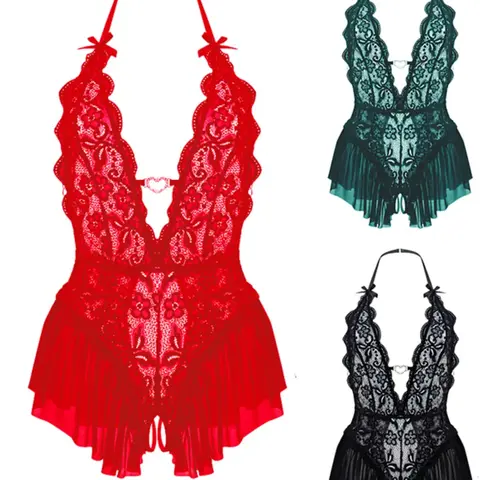 Sexy Teddy Bear Lace Backless Bodysuit for Women, Womenswear, Underwear, Romantic Nightwear, Sheer Lingerie Set, Comfortable, Soft, Fitted & Stylish Design, Underwear Bodysuits