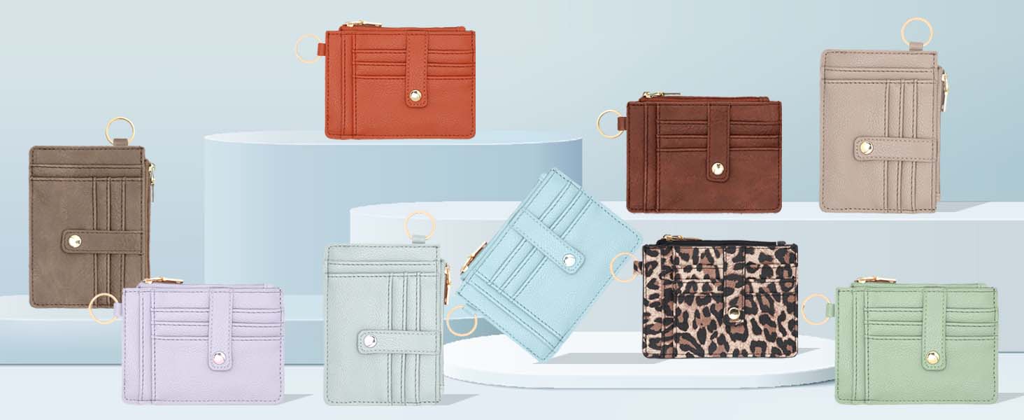 Wallet Keychain Wristlet for Women,Slim RFID Credit Card Holder Purse Tassel Keychain Bangle Key Ring for Men Women