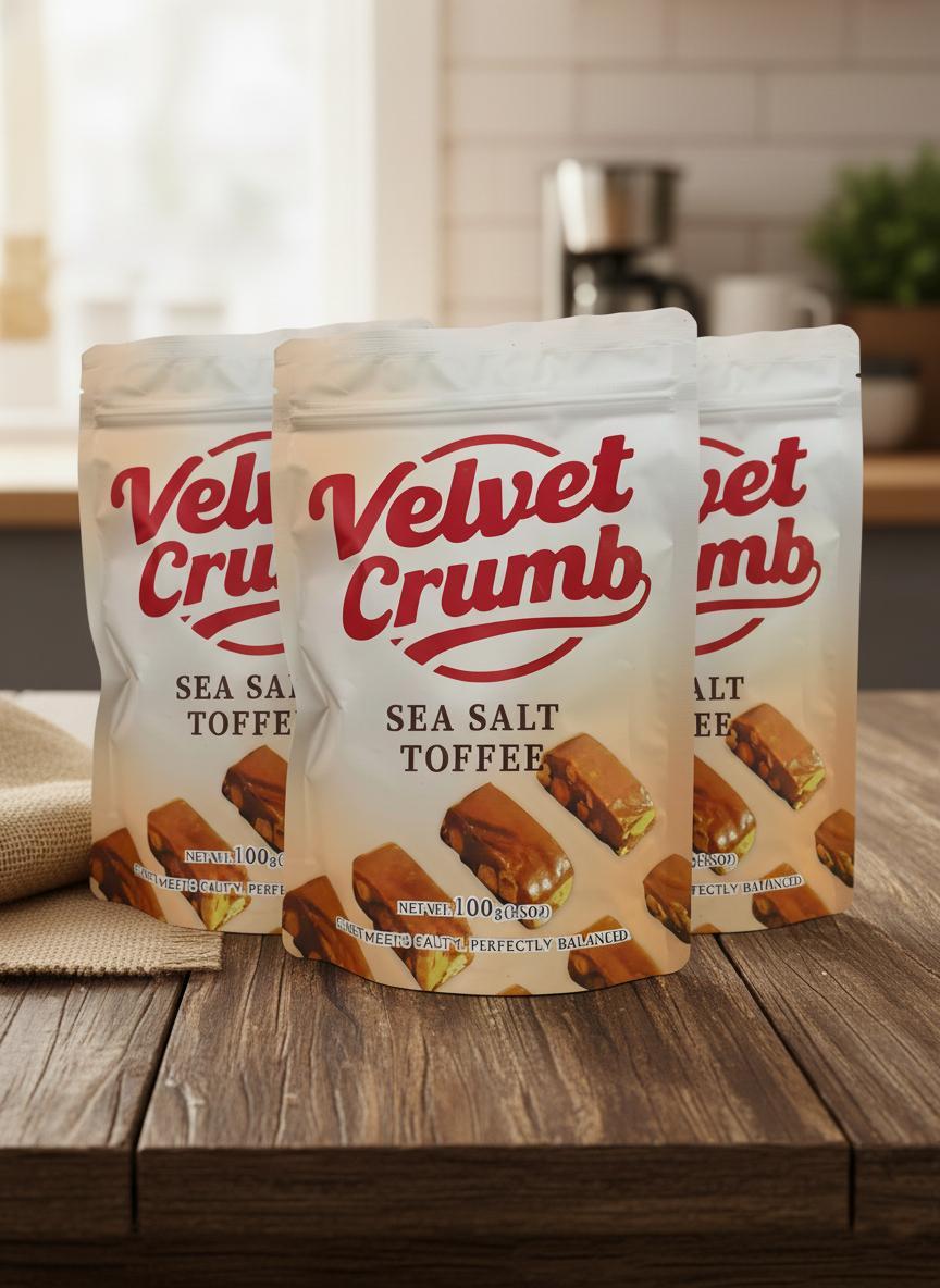 Sea Salt Toffee Candy, Rich Butter Caramel with Sea Salt, Smooth & Chewy Sweet Treat, Classic Gourmet Candy (3.53oz, 3 Pack)