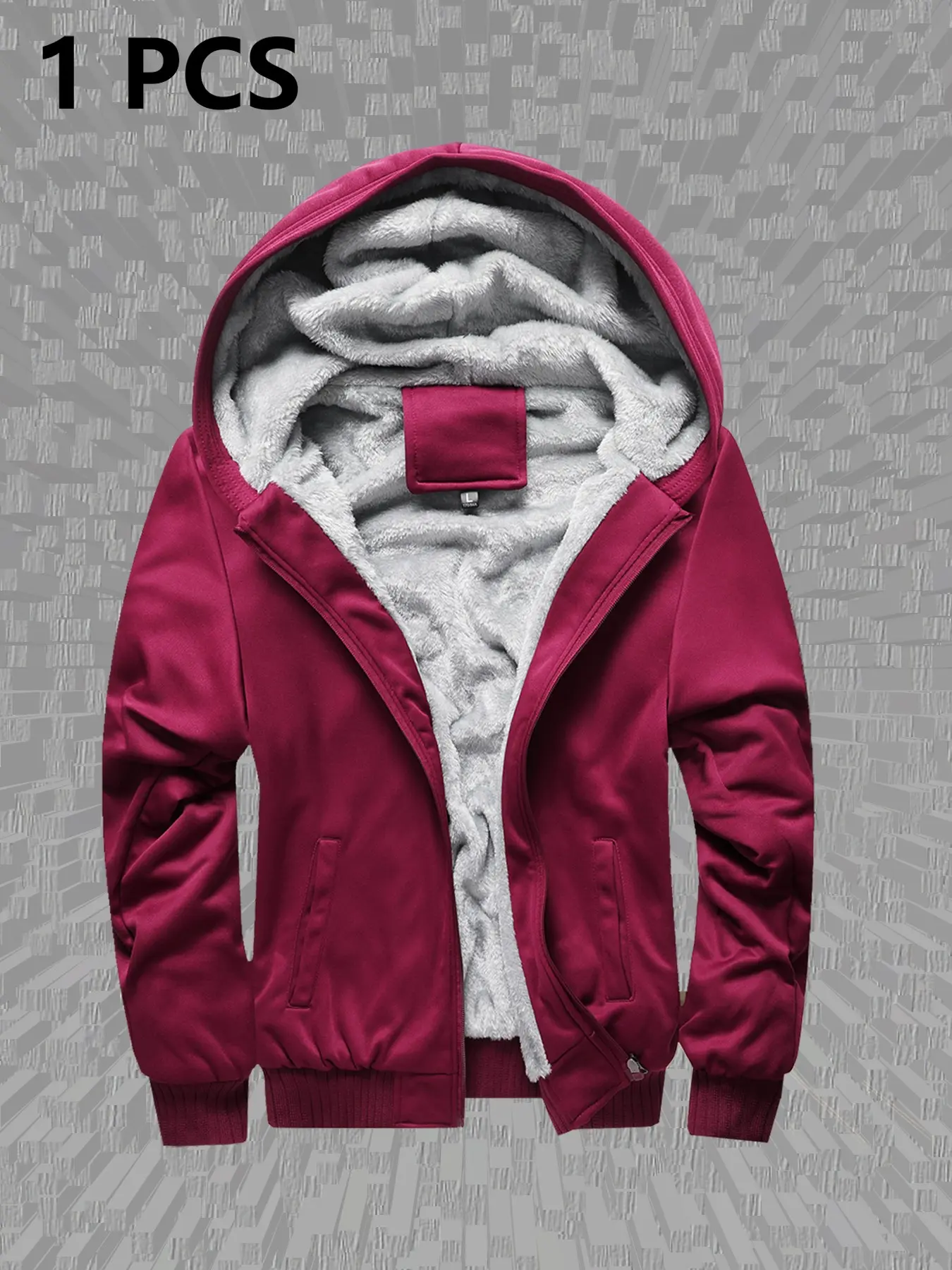 Winter Fleece Lined Thick Solid Color Hooded Open Front Sweatshirt Men's Jacket, Warm and Cozy Outerwear for Cold Weather