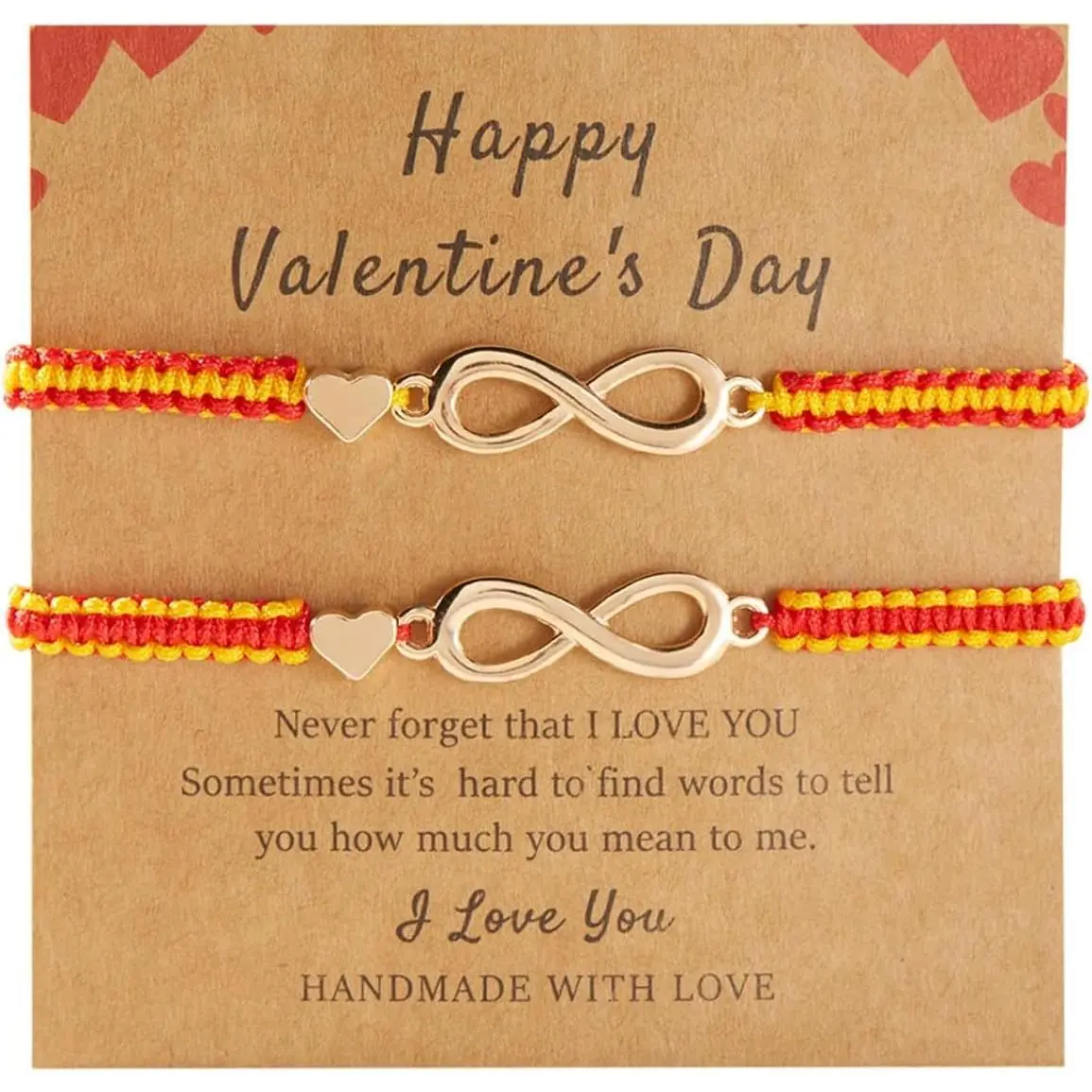 2 count  Infinity Bracelet Set for Couples Romantic Adjustable Rope Matching Bracelets Christmas Anniversary Valentines Gifts for Him Her Boyfriend Girlfriend Lovers Husband Wife