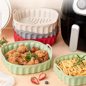 1pc Silicone Air Fryer Tray with Handle Baking Tray