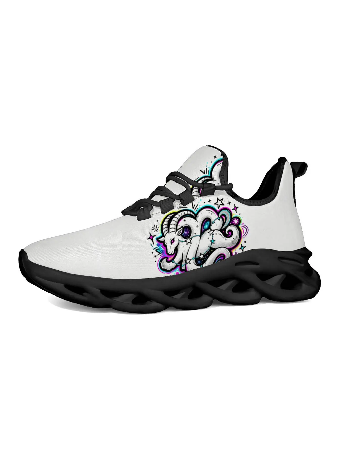 Aries Zodiac Print Sports Casual Shoes, Unique Fashion Design, Lightweight Upper, Hollow Out Sole, Artistic Style, Trendy for Youth