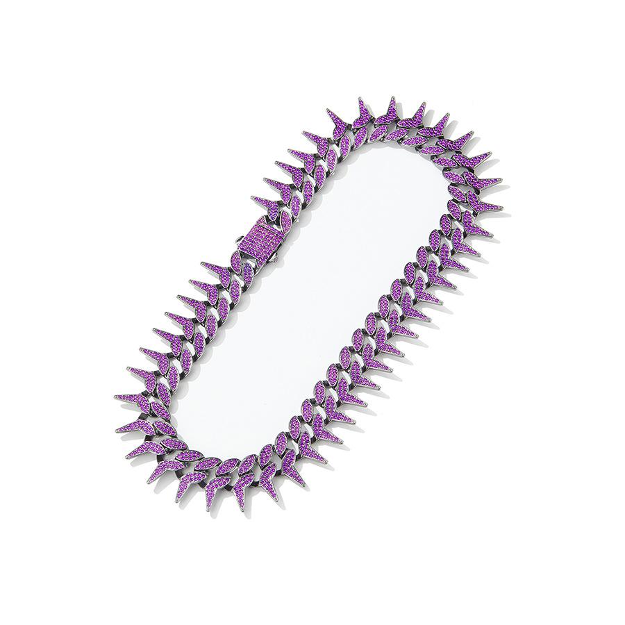 Best-selling black and purple blade chain bracelet, street style exaggerated personality necklace, bar disco hip-hop blade chain