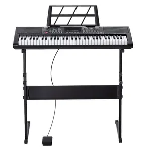 VEVOR 61 Key Digital Keyboard Piano, Lighted Keys, Electric Portable Piano with Adjustable Stand 600 Tones 500 Rhythms Built-In Speakers Sustain Pedal Headphones, USB MIDI for Beginners