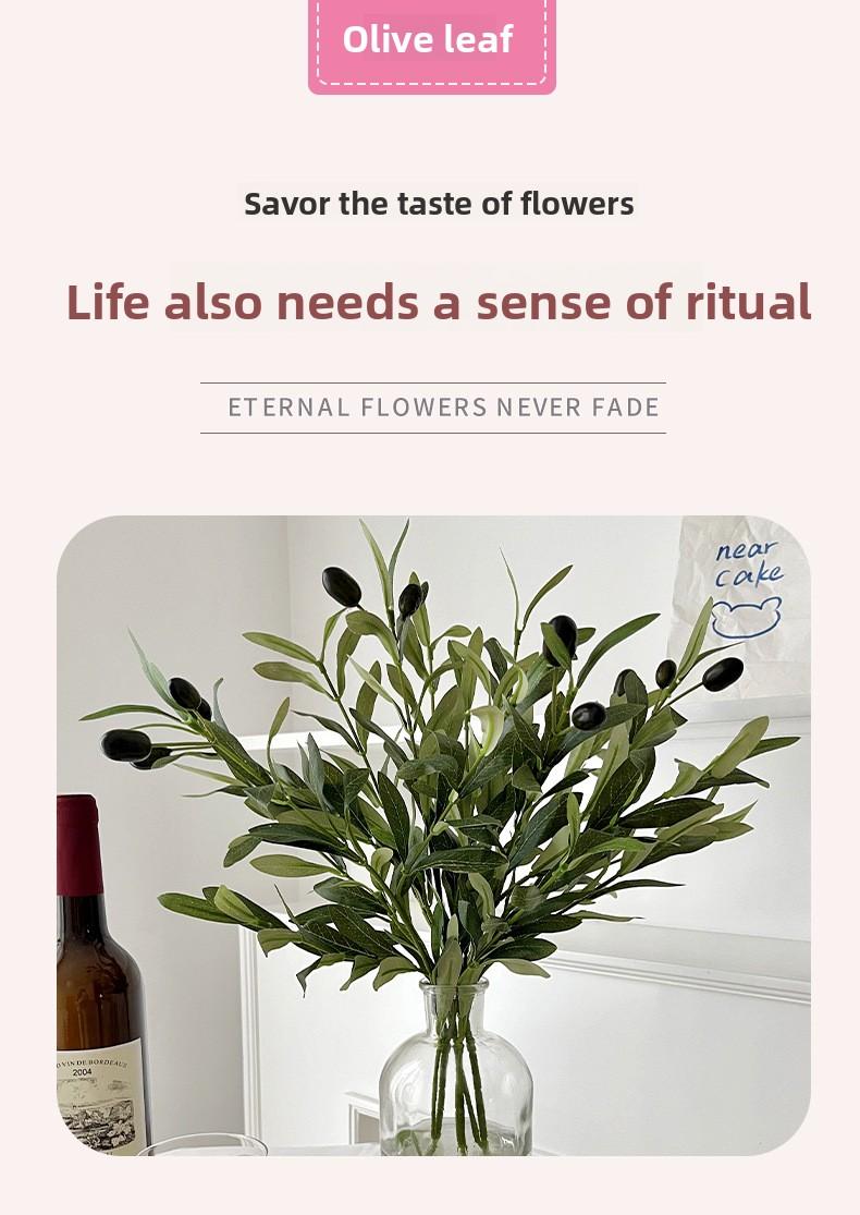 4-pronged artificial olive leaf, artificial green plant with fruit, olive branch, green tree branch