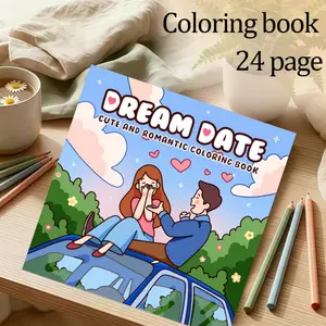 Dreamy Date Coloring Book, 24 Thick Pages, Original Healing Designs, Relaxing, Fun, Ideal Gift for Adults, Teens, Christmas, New Year, Parties