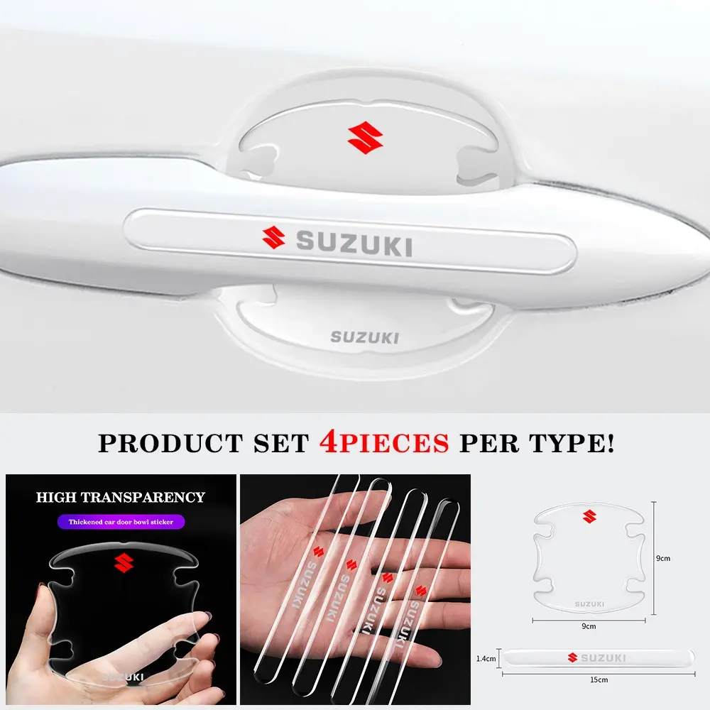 Suzuki Car Door Bowl Protector Stickers, Anti-Scratch Handle Covers, Mirror Protection Strips, Easy Install Decals for Rainbird, Swift, Jimny