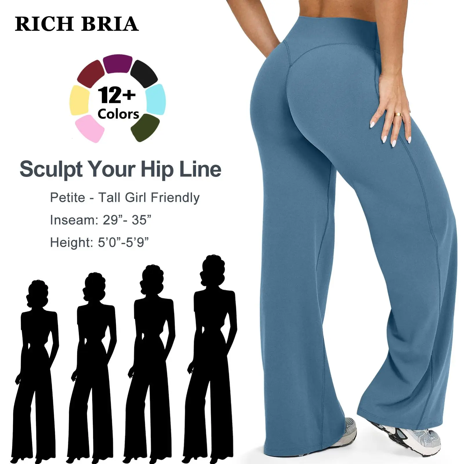 RICH BRIA Women’s High Waist Flare Yoga Pants, Buttery Soft Stretch Workout Lounge Pants
