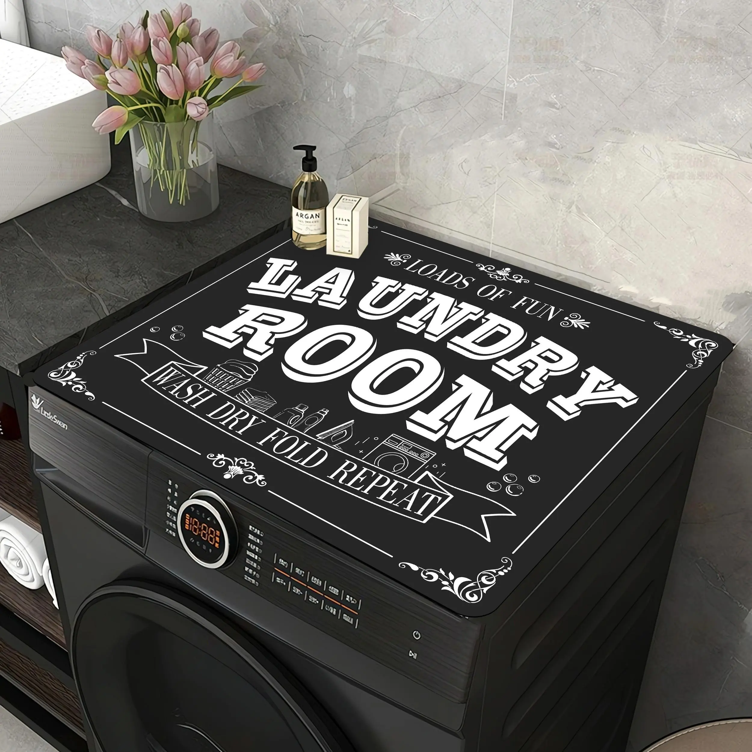 Washing Machine and Dryer Top Anti-Slip Pad - Polyester with Thick Diatomaceous Earth, Functional, Durable Household Textile Dust Cover
