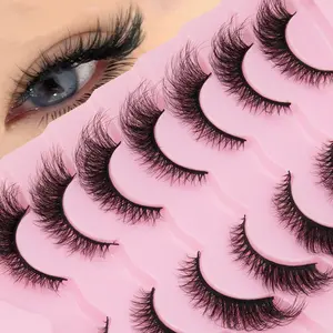 7 Pairs D Curl Natural Multi-Layer Cross Hybrid False Lashes, Lightweight Comfortable, Ideal for Beginners, Travel Essential