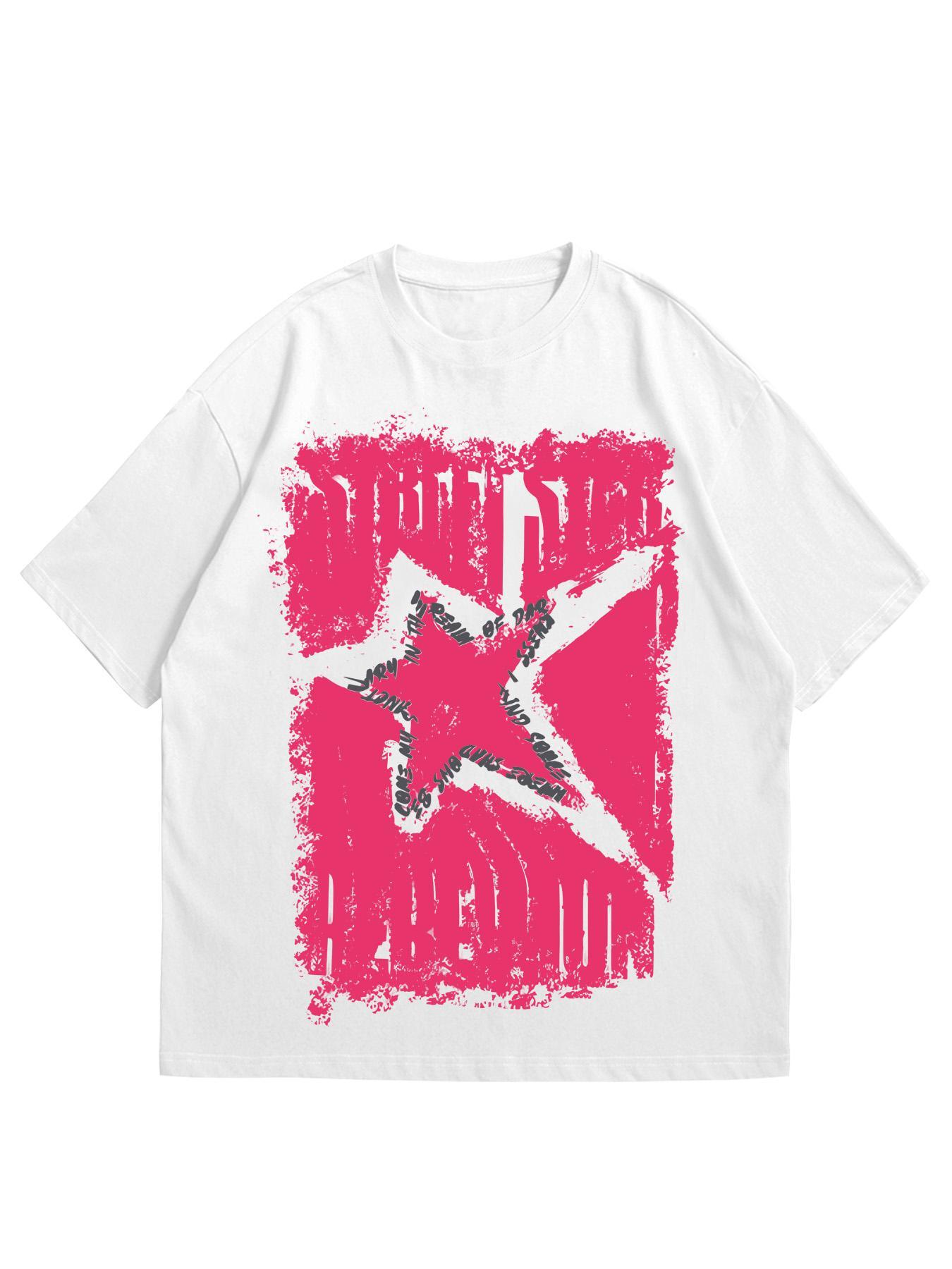 Unisex's Star Print Round Neck Tee, Casual Comfy Tee, Regular Fit Casual Fashion Short Sleeve T-shirt for Summer, Unisex Top for Daily Wear, Women