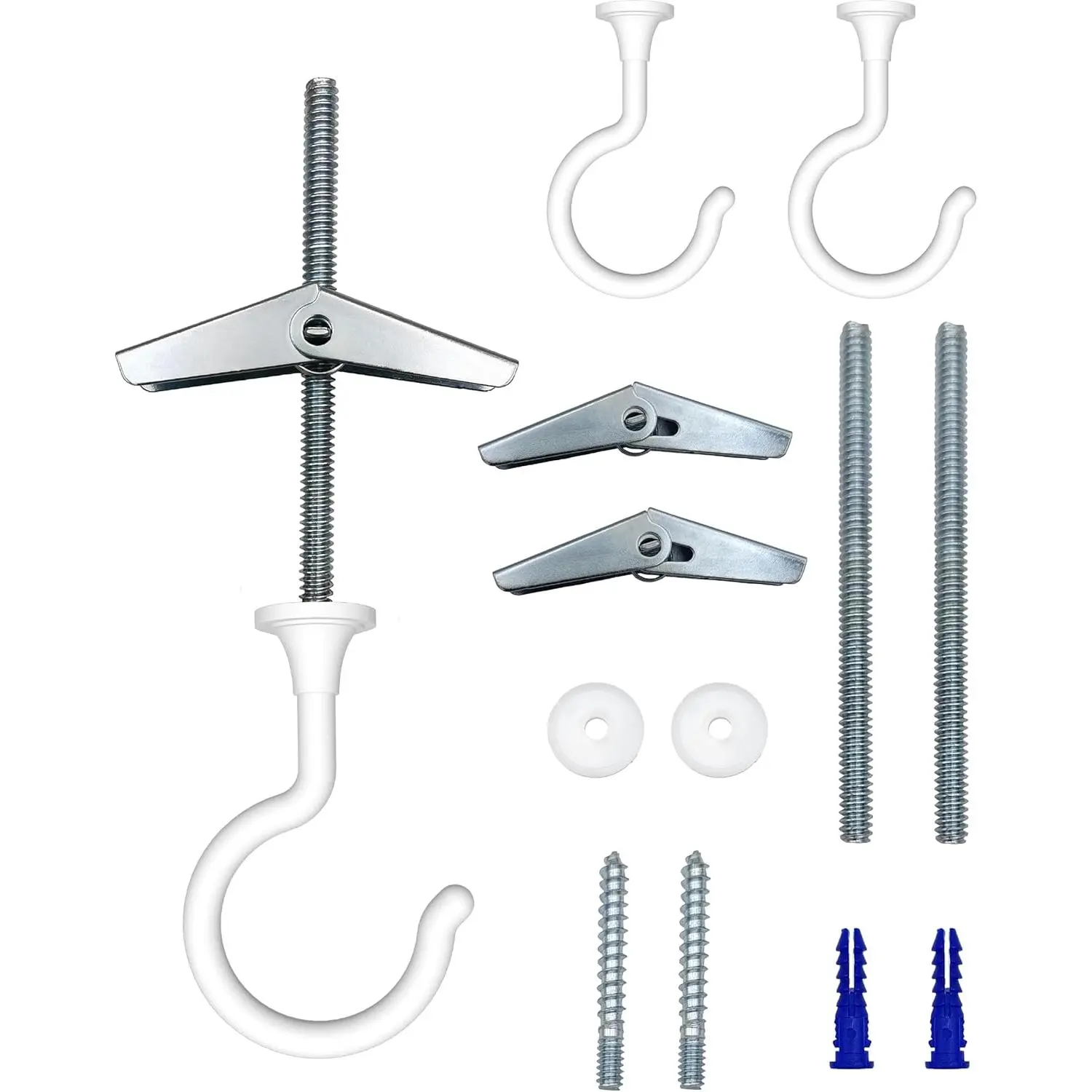 2 Pack Large Swag Ceiling Hooks for Hanging Plants - Heavy Duty Ceiling Hangers, Chandelier Hook Ceiling Installation for Cavity Wall Fixing (White 2 Pack)