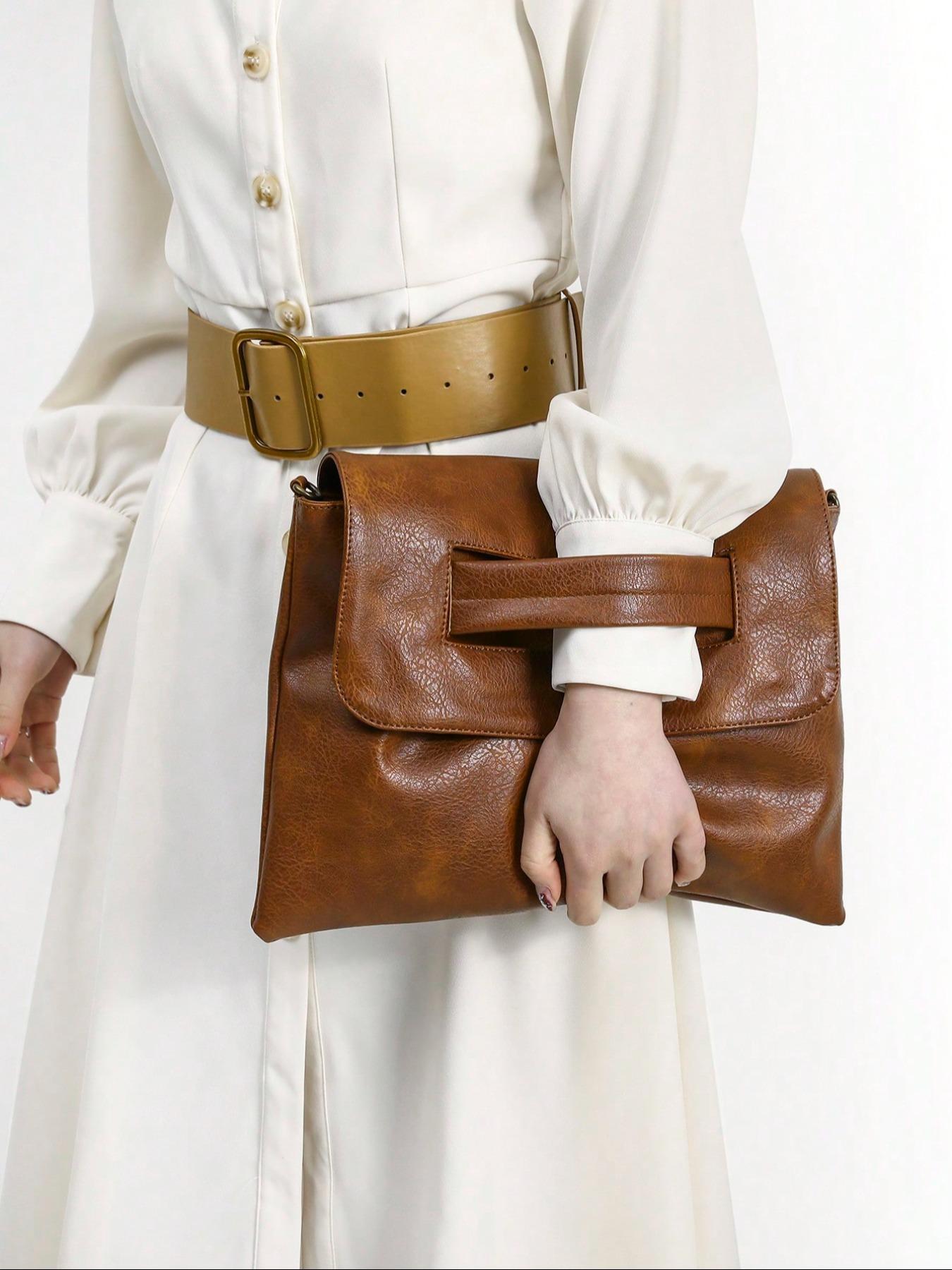 Women's Solid Color Shoulder Bag, Fashionable Large Capacity Crossbody Bag for Work & Daily Used, Casual Trendy Versatile High-quality Daily Commuting Bag, Handbag Shoulder Purse