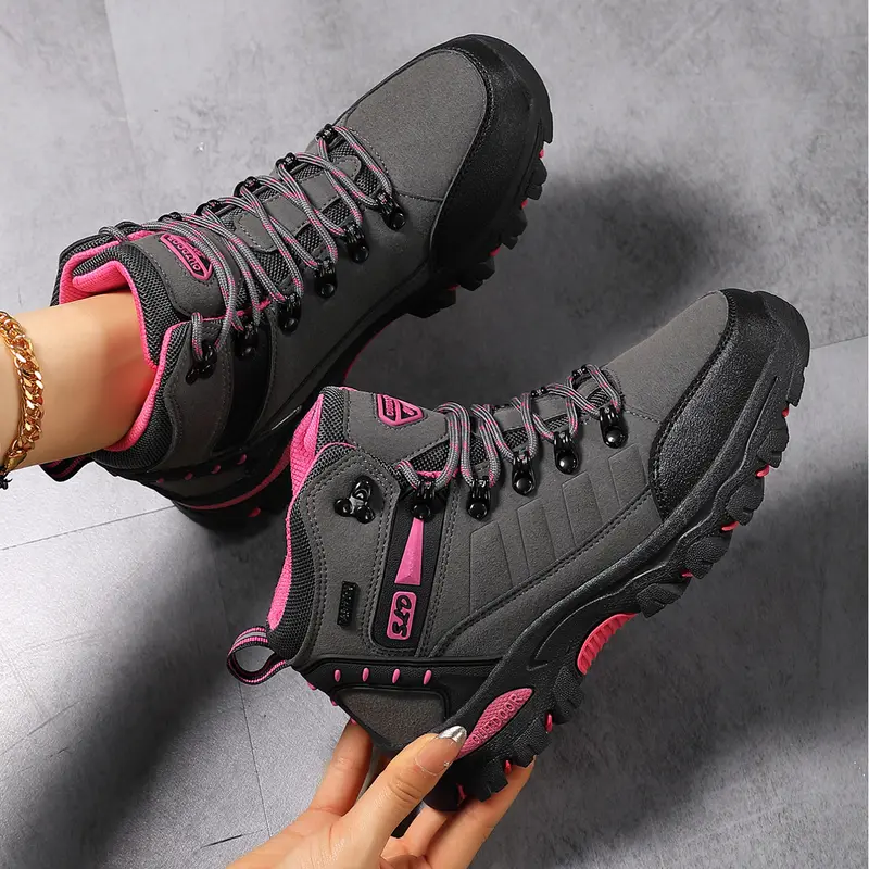 Size Runs Small, Women's Anti-Slip High-Top Hiking Boots, Fashionable and Comfortable Outdoor Trekking Shoes with Thick Soles, Durable Climbing and Work Boots, Trail Hiking Shoes