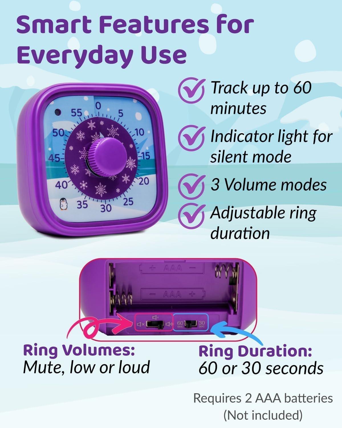 Visual Timer for  - The   Visual Timer for Classroom,  & Desk Use - Cute Penguin -  for Study, Productivity, Pomodoro,  Shower & Potty Time Countdown Clock