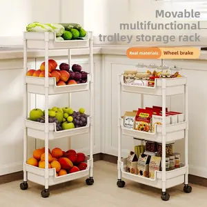 Bookshelf, floor-standing storage rack, small trolley, living room storage rack, movable household multi-layer book organizer, snack rack