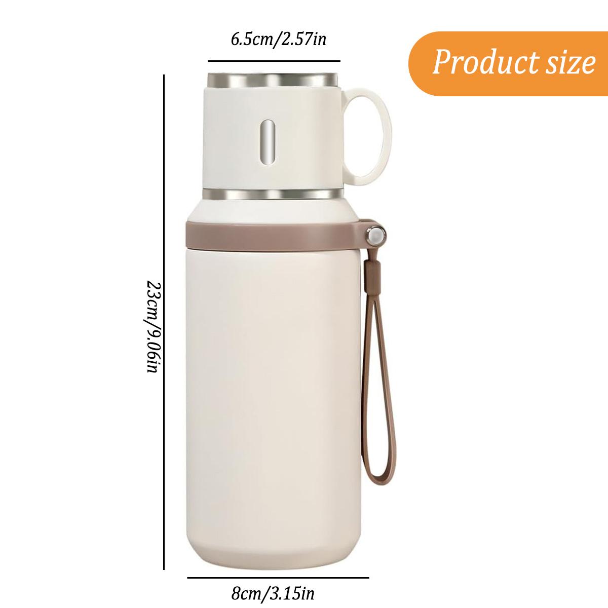 20oz Stainless Steel Insulated Water Bottle Vacuum Flask with Rope, Dual Function Coffee Cup, water bottle for women,Portable Outdoor Mug for Camping, Cycling, Home, Office